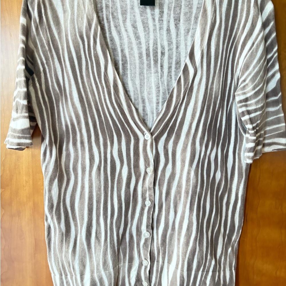 Striped print V-Neck Button-Up Soft Cardigan, sweater, short sleeve, beautiful